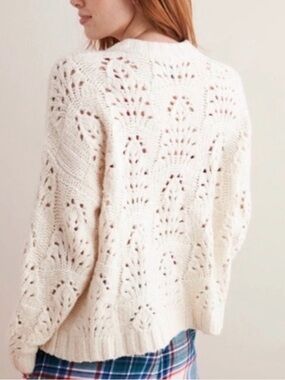 aerie Ivory Open-Knit Scoop-Neck Sweater